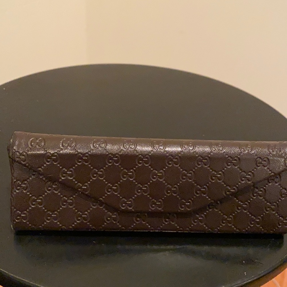 Authentic Gucci GG Leather Glasses Case